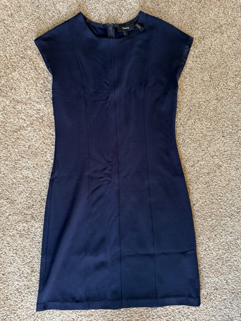 Theory Onine Oxford Knit Day Dress in Navy Blue Sz 4